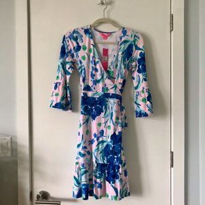 Lilly Pulitzer Misha Wrap Dress in Pink Tropics Sweet Pea Print (NWT)